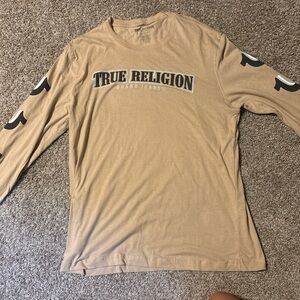 True Religion Men's Beige Long Sleeve Tee
